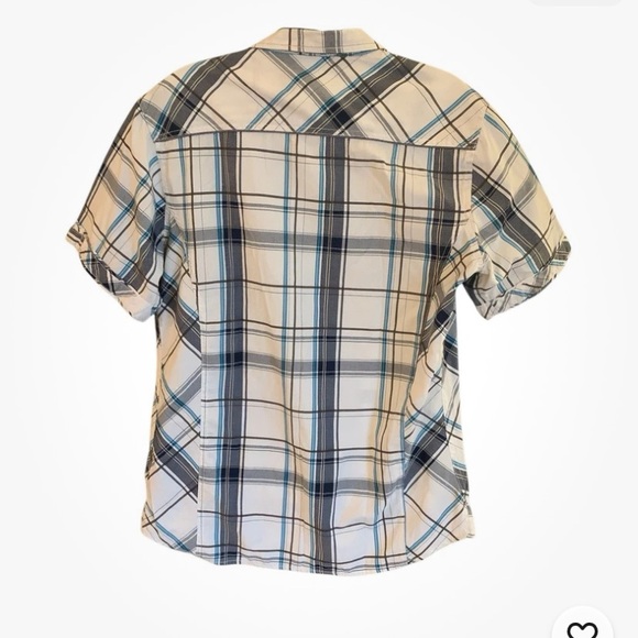 BKE Shirt Men’s Blue White L Athletic Fit Plaid Short Sleeve Pearl Snap Western - Picture 3 of 11